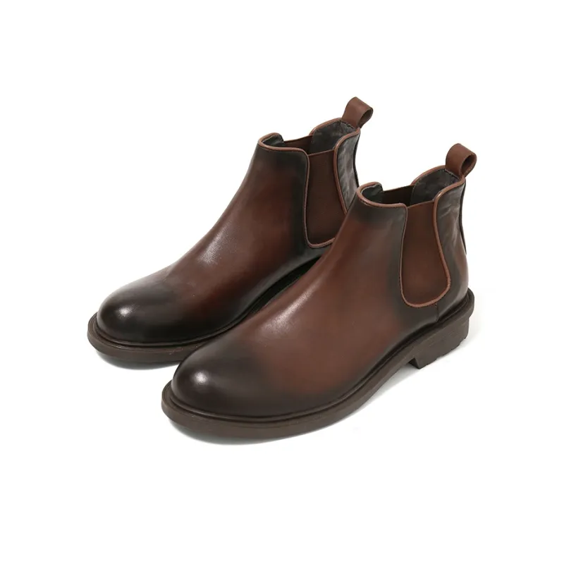 Turns By Turns Short Chelsea Boots Men's Coffee-1