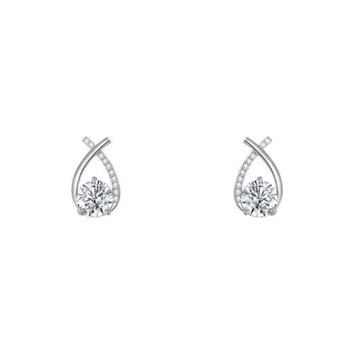 BAIJUAN S925 Silver Stud Earrings Women's