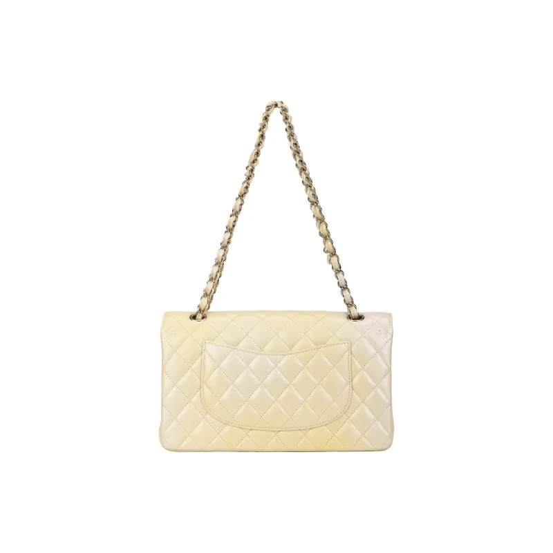 CHANEL Classic Flap CF Cloudy Pearly Goatskin Crossbody Bag, Shoulder Bag Women's Light Yellow-2