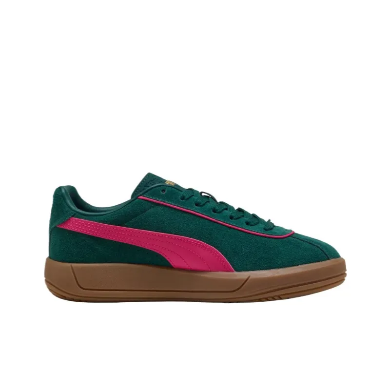 PUMA Club Abrasion Resistant Cushioning Low Top Skateboard Shoes Women's Dark Green-1