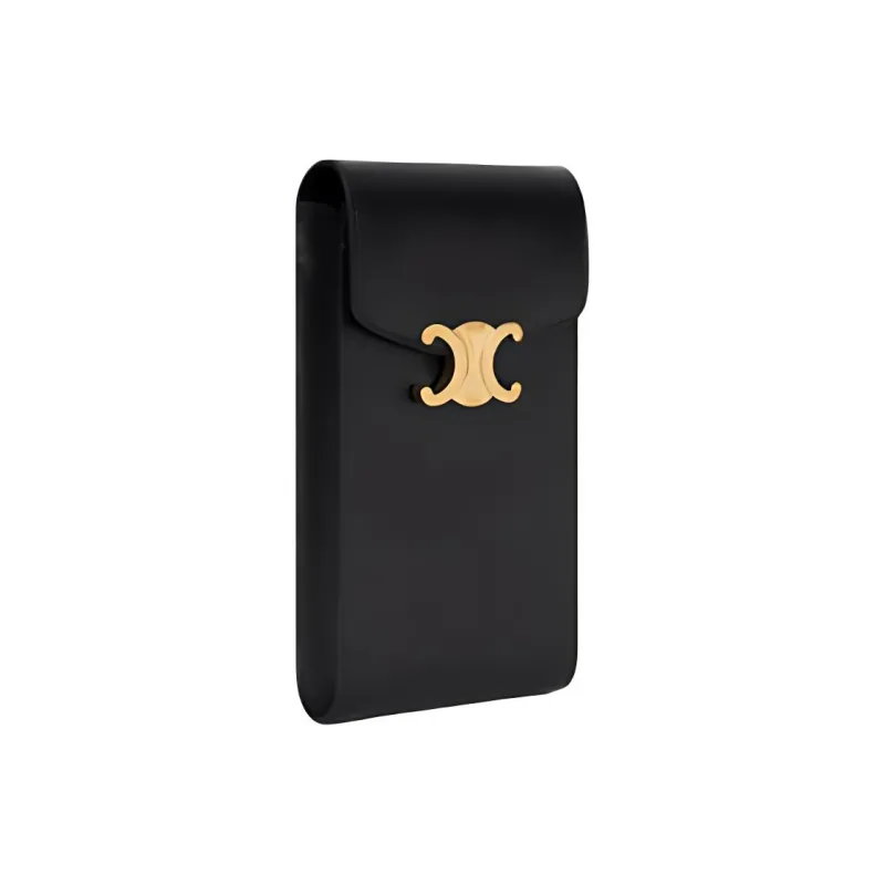 CELINE Shiny Calfskin Cell Phone Pouch Women's Black-1