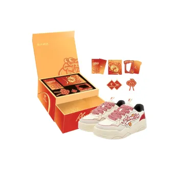 QIAODAN Panda Print Skateboard Shoes Women's Low Top White Red Black