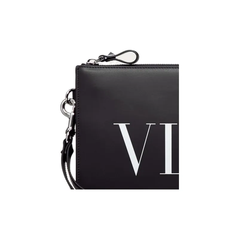 Valentino GARAVANIVLTN Cow Leather Clutch Men's Black-4