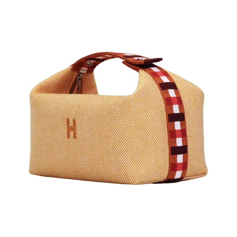 HERMES Canvas Toiletry Bag Regular Unisex Orange-3