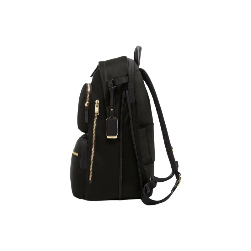 TUMI Voyageur Nylon Backpack Women's Black Gold Zipper-1