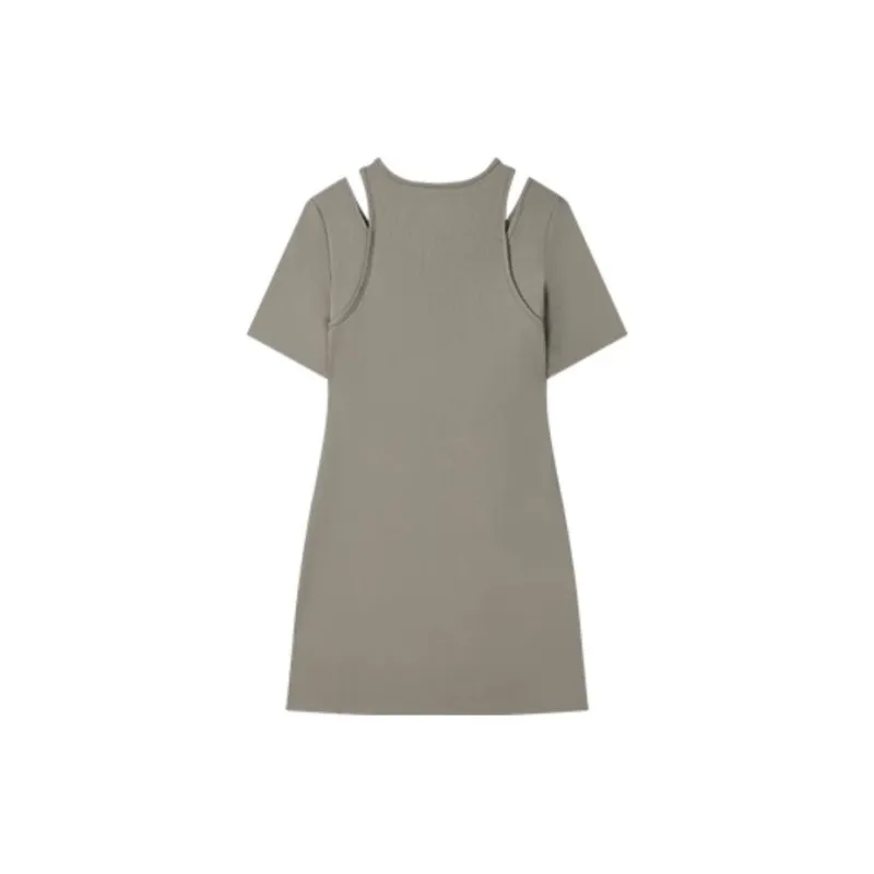 FILA ORIGINALE Short-Sleeved Dresses Women's Bean Green Brown-1