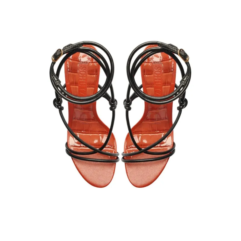 Schutz Malta One Strap Sandals 11cm Women's Black-4