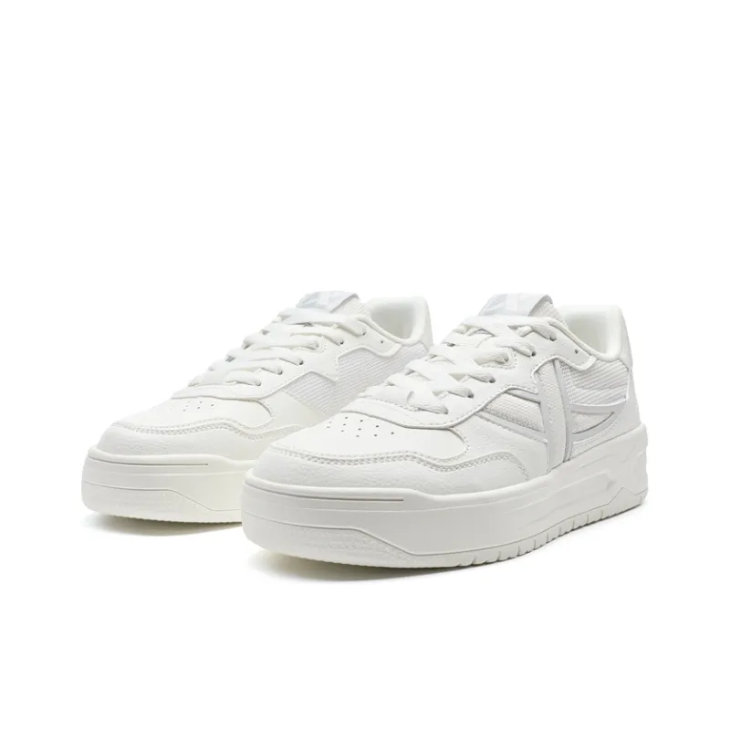 XTEP Air Force One Wear-Resistant Slip-Resistant Height Increasing Low-Top Skateboard Shoes Women's White Gray-2