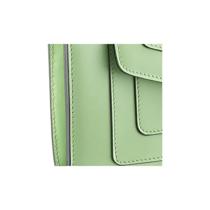 BVLGARI Serpenti Forever Cow Leather Wallet Cell Phone Pouch Shoulder Bag Women's Green-2