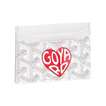 GOYARD Saint Sulpice Canvas With Leather Card Holder Card Holder Unisex White & Red Small Heart