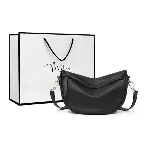MILLIE'S Cow Leather Underarm Shoulder Bag, Crossbody Bag Regular Women's Ebony/Coffee/Black