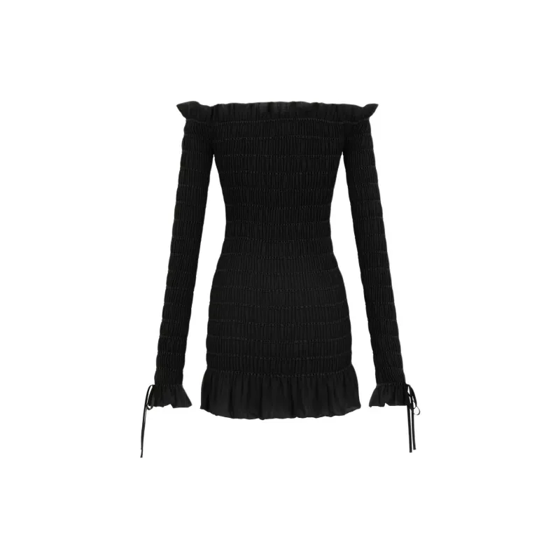 SAINT LAURENT Long Sleeved Dress Women's Black-1