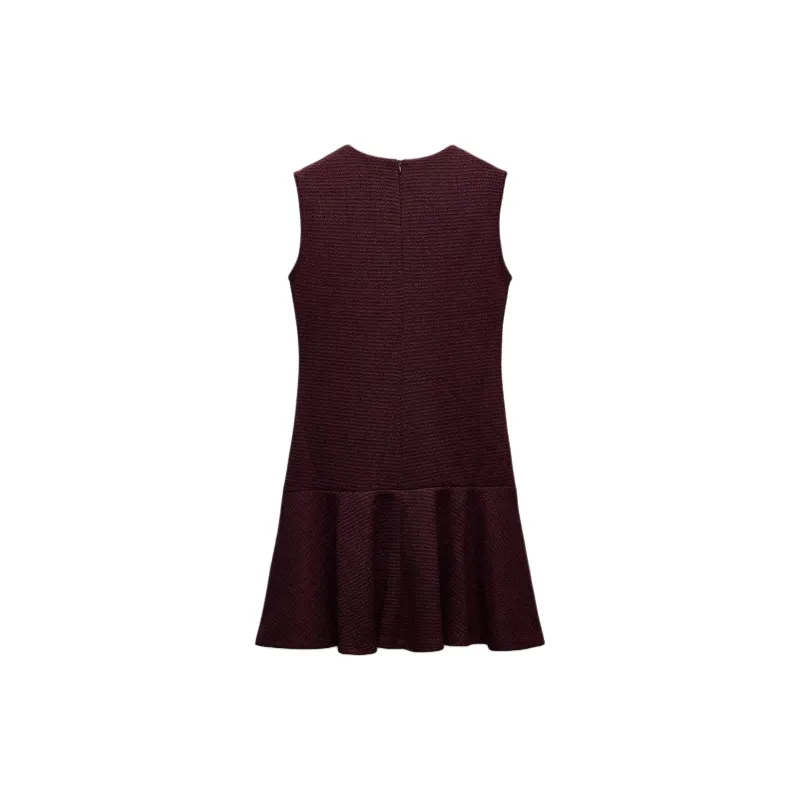 ZARA Sleeveless Dress Women's Deep Maroon-1