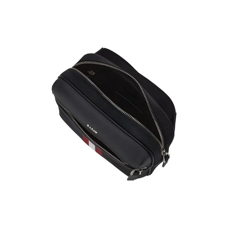 BALLY Fabric With Cow Leather Fanny Pack Men's Black-4