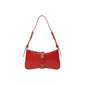 PINKO Cow Leather Robin Bag Shoulder Bag Small Size Women's Red