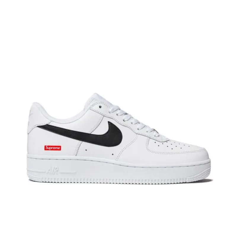 Supreme x Nike Air Max Sunder Anti-Slip Wear-Resistant Low-Top Skateboard Shoes Unisex White Red-1