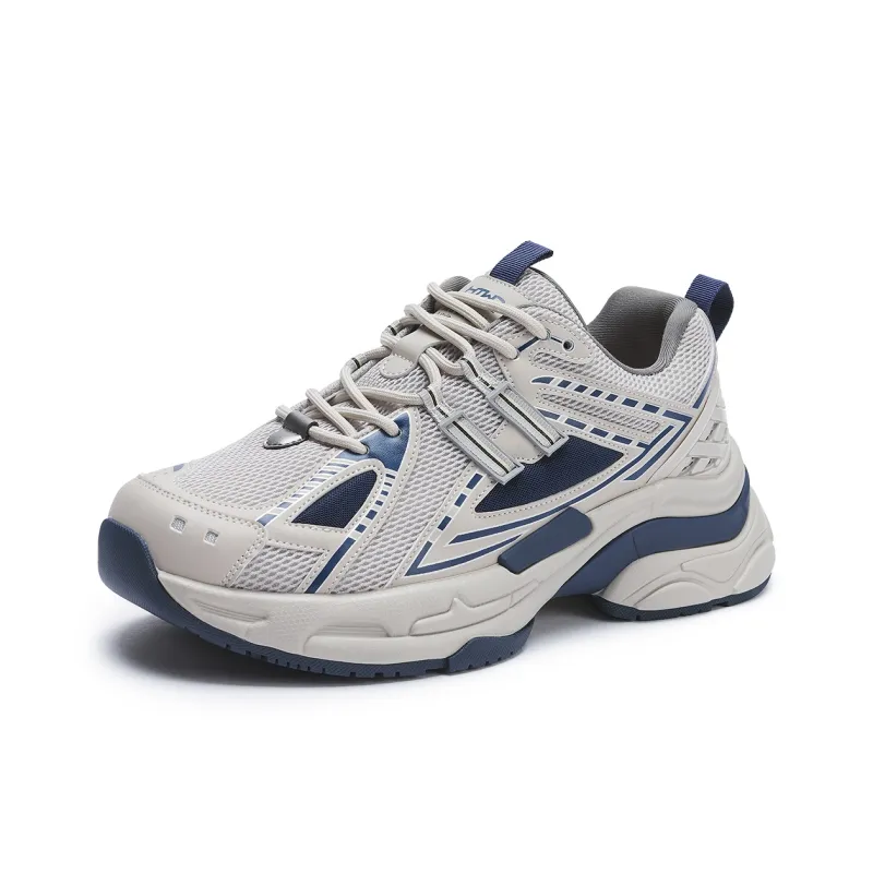 Hotwind Height Increasing Low-Top Chunky Sneakers Men's Gray Blue-0