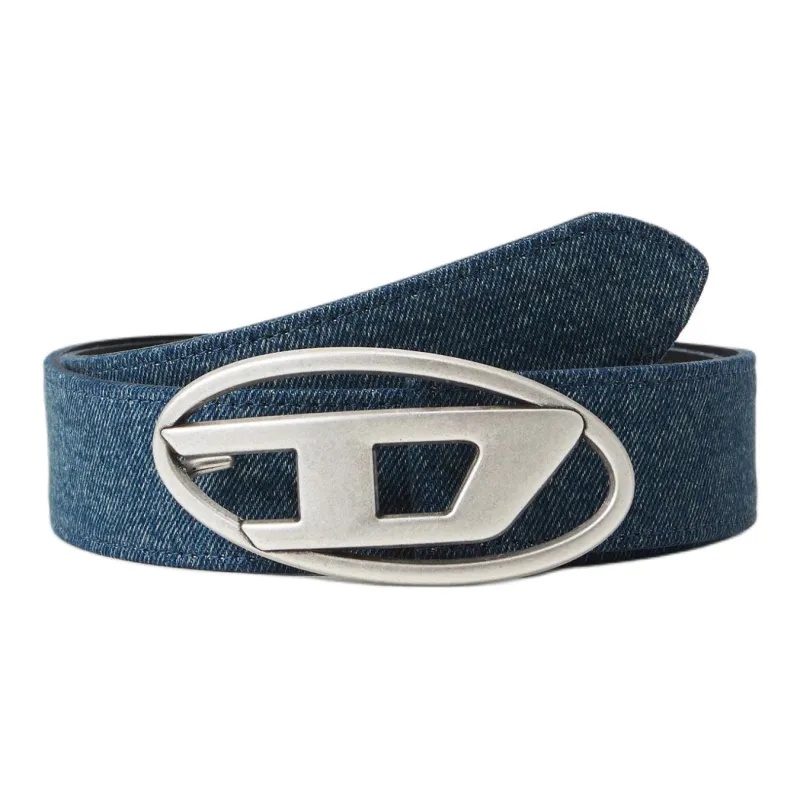 DIESEL Leather Cotton Denim Leather Belts Unisex Blue 4CM-0