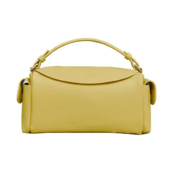 THE YELLOW SHOP Cow Leather Shoulder Bag Crossbody Bag Handbag Medium Size Women's Light Mustard Yellow