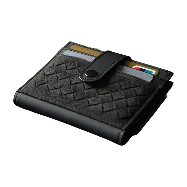 DOSRFINI Cow Leather Wallet Card Holder Clutch Regular Unisex Black/Red-1