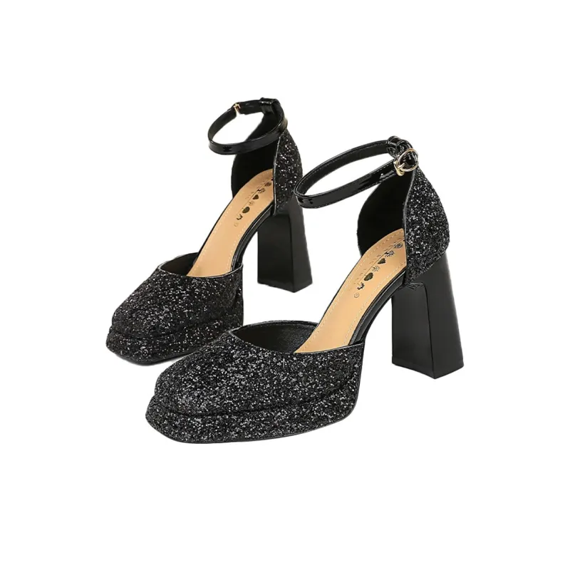 QITUMAUL Chunky Heel High Heels Women's-3