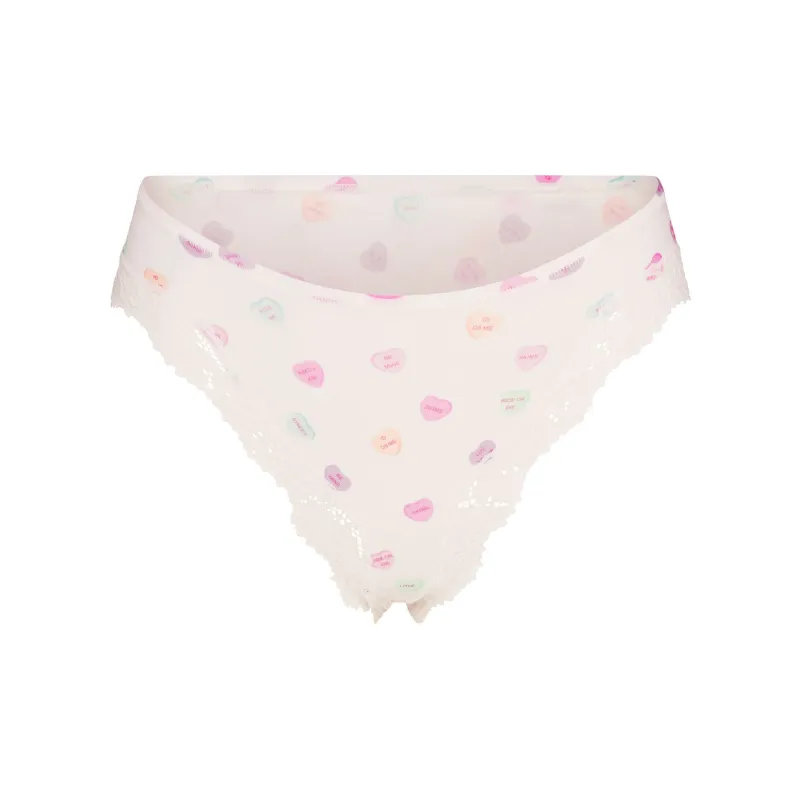 SKIMS Valentine's Day Collection SS25 TANGA Underpants Women's 1 Pack Marble Candy Heart Print-0