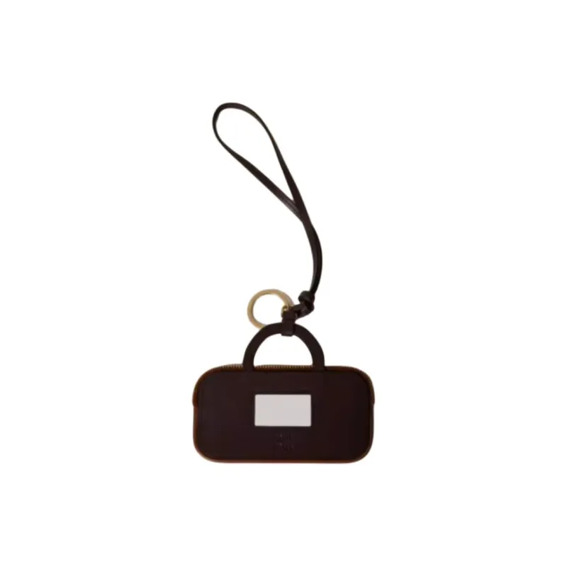 MIU MIU Cow Leather Bag Charm Bag Accessory Women's Cognac-1