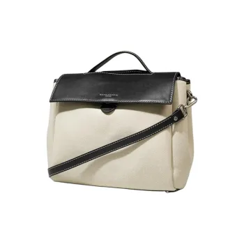 GIANNI CHIARINI Canvas Bag, One Shoulder Handbag Women's Beige & White & Black