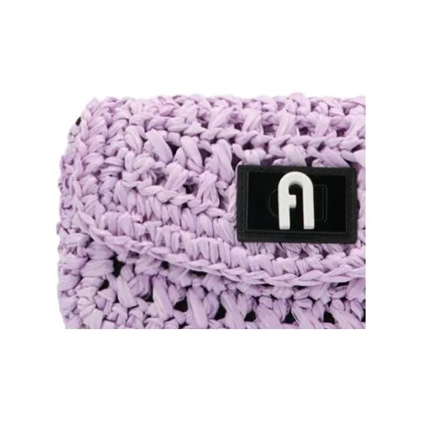 Furla 1927 Collection Straw Woven Crossbody Bag, Shoulder Bag Trumpets Women's Purple-4