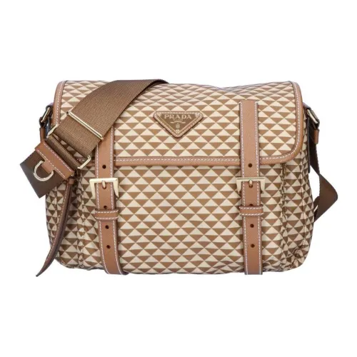 prada galleria Recycled Nylon Shoulder Bag Women's Caramel