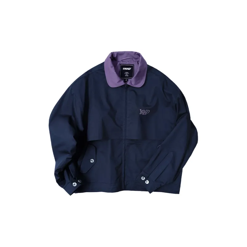 YKHD Jackets Coats Unisex Navy Blue-3