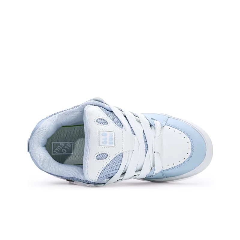 GLO BULL Anti-Slip And Wear-Resistant Breathable Low-Top Skateboard Shoes Unisex White Light Blue-3