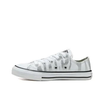 Converse Archive Zebra Chuck Taylor All Star Slip Resistant Low Top Kids Canvas Shoes Silver White Teenagers