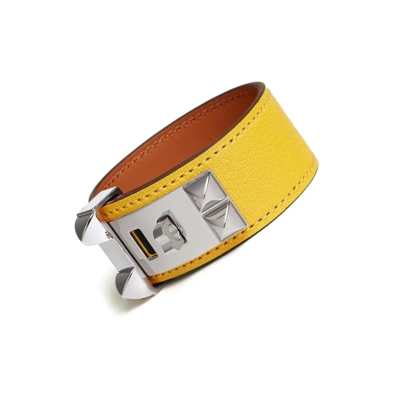 HERMES Goatskin Bracelets Women's Yellow-2