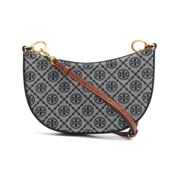 TORY BURCH T Monogram Fabric With Leather And Suede Shoulder Bag Crossbody Bag Mini Women's Dark Blue