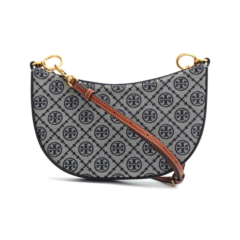TORY BURCH T Monogram Fabric With Leather And Suede Shoulder Bag Crossbody Bag Mini Women's Dark Blue-0
