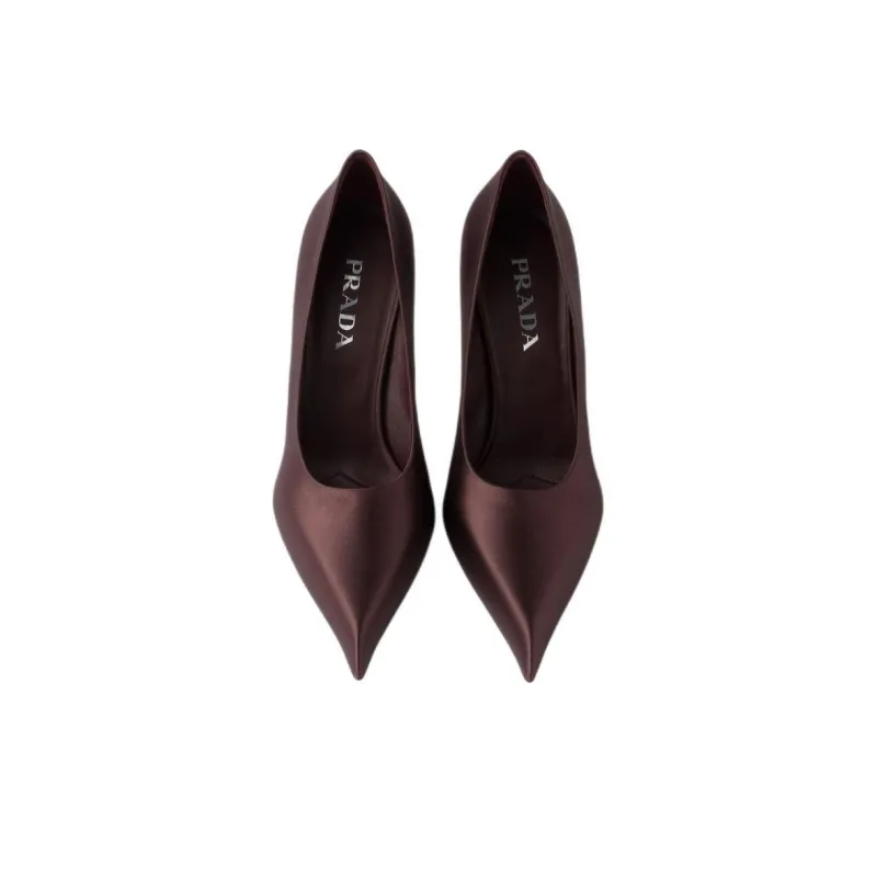 PRADA Slim Heel High Heels 8.5cm Women's Burgundy-4