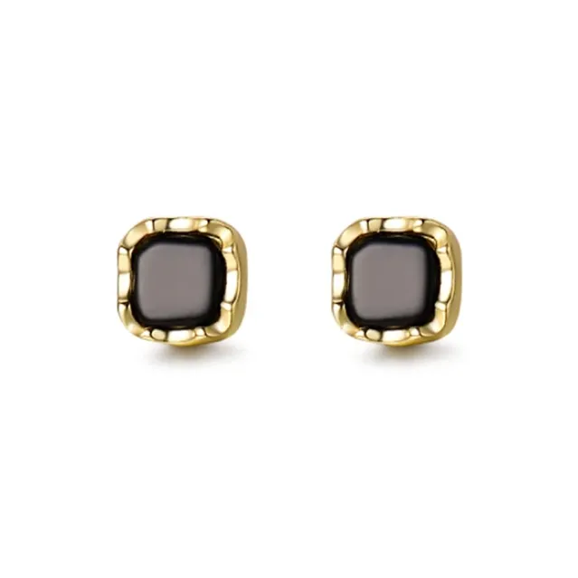 JIACUIYUN Obsidian Stud Earrings Unisex-0