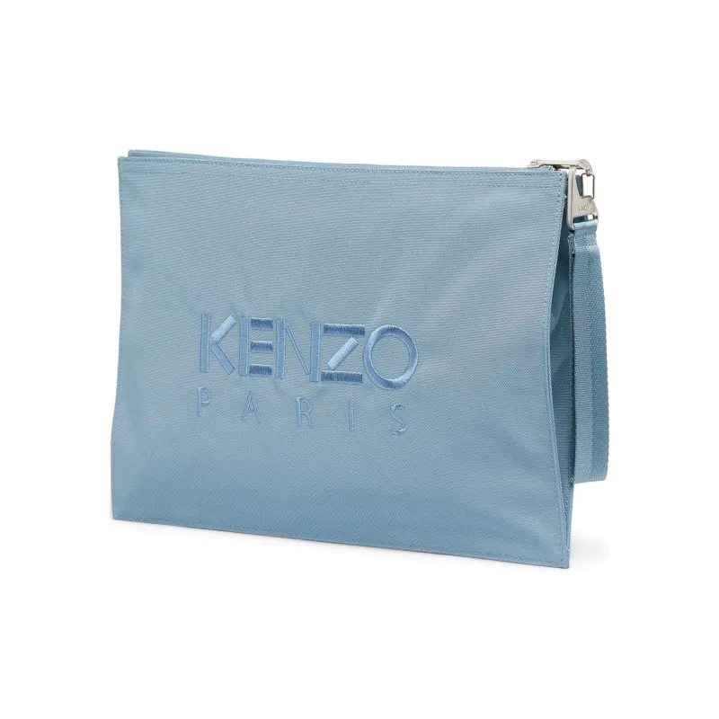 KENZO Polyamide Document Bag Clutch Large Size Unisex Glacier Blue-1