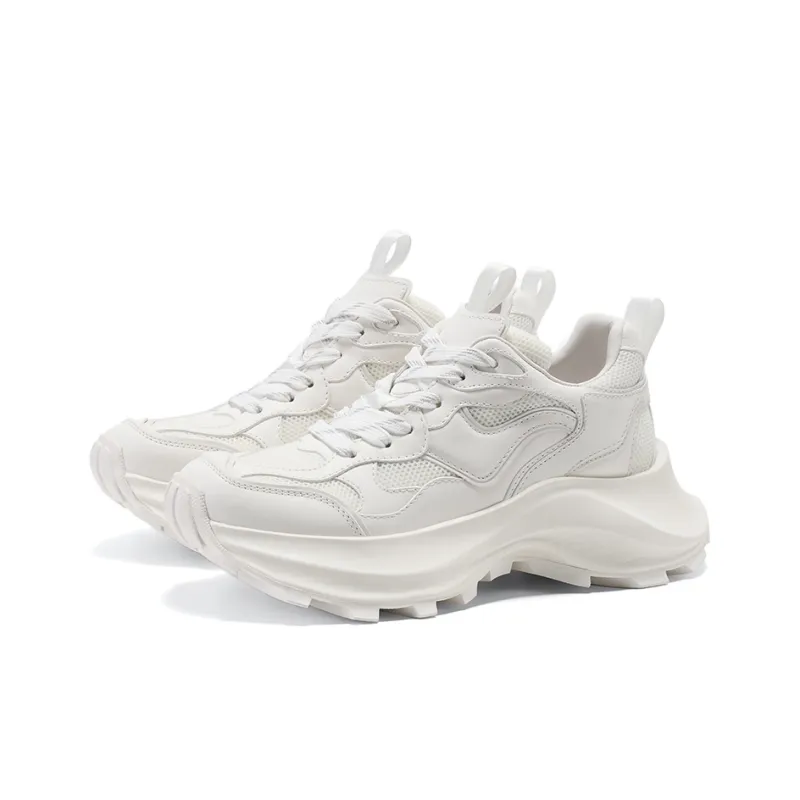 GG CC Mesh Casual Low Top Trendy And Cool Platform Chunky Sneakers Women's White-1