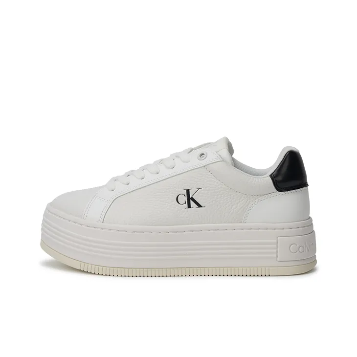 CKJ CALVIN KLEIN JEANS Mid Top Skateboard Shoes Women's White/Black-0