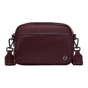 Lululemon Everywhere Nylon Shoulder Bag Crossbody Bag Unisex Burgundy