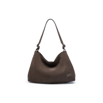 Chrisdien Deny Cow Suede Leather, Cow Leather Tote Bag, Shopping Bag, Shoulder Bag Women's Dark Brown