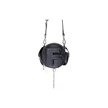 Feng Chen Wang Top Grain Cow Leather Leather Round Shoulder Bag Crossbody Bag Unisex Black
