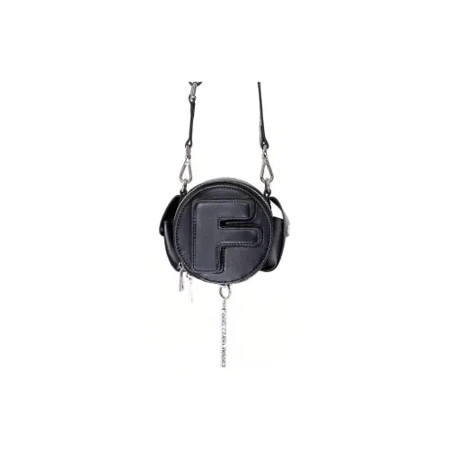Hla Down Jackets Men Top Grain Cow Leather Leather Round Shoulder Bag Crossbody Bag Unisex Black