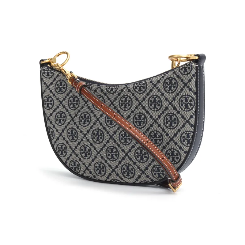 TORY BURCH T Monogram Fabric With Leather And Suede Shoulder Bag Crossbody Bag Mini Women's Dark Blue-1
