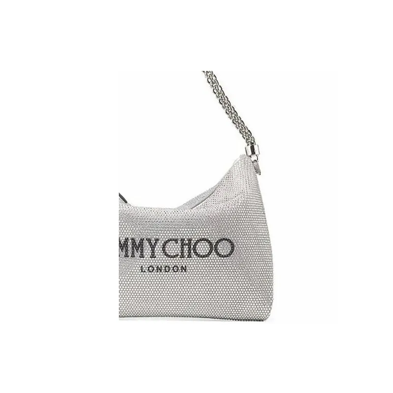 Jimmy Choo Suede Glass Handbag Shoulder Bag Women's Silver-4