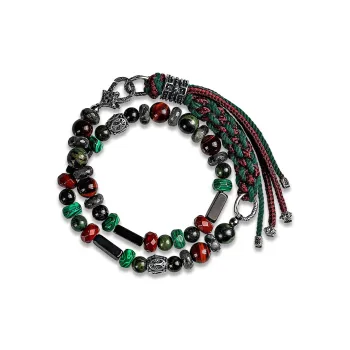 Cuud Bird Pattern Stone Bracelets Men's