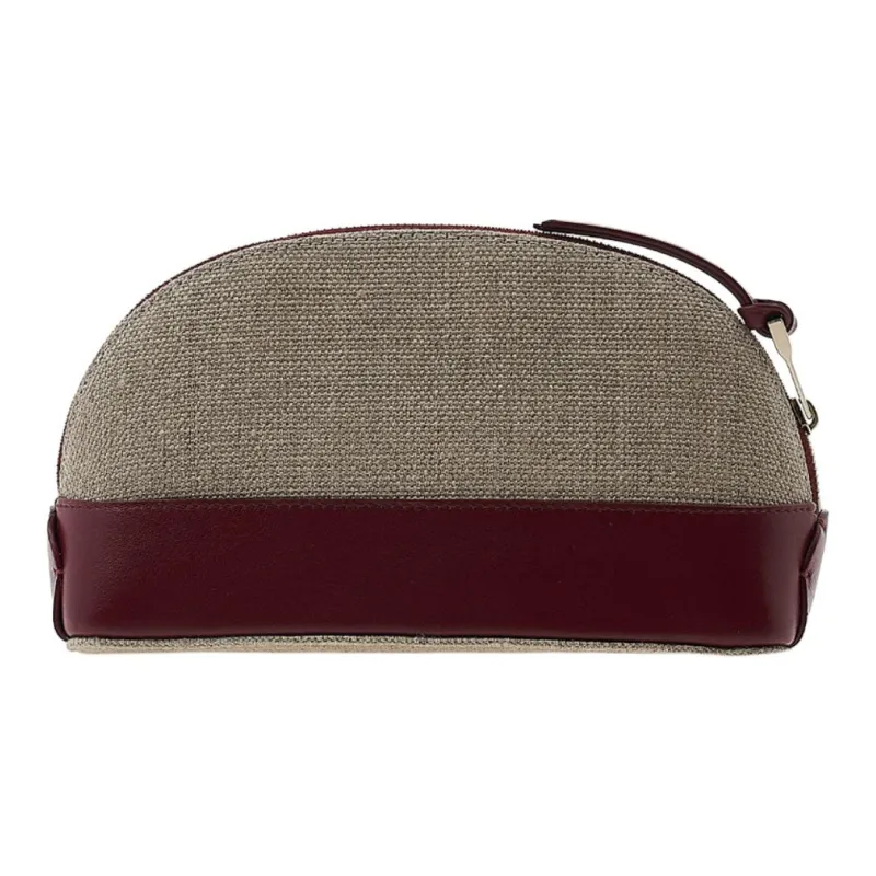 Chloe Linen With Calfskin Clutch Women's Dark Red Gemstone Color-2