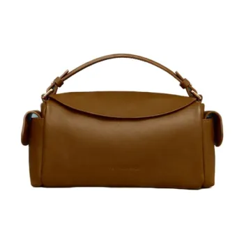 THE YELLOW SHOP Top Grain Cow Leather Shoulder Bag Crossbody Bag Handbag Medium Size Women's Roasted Chestnut Brown